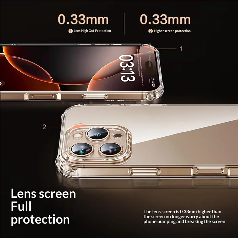 SMARTDEVIL For iPhone 16 Pro Clear Case TPU Anti-drop Phone Cover - Transparent