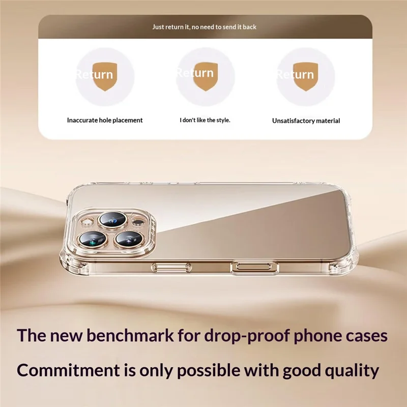 SMARTDEVIL For iPhone 16 Pro Max Clear Case TPU Anti-drop Phone Cover - Transparent