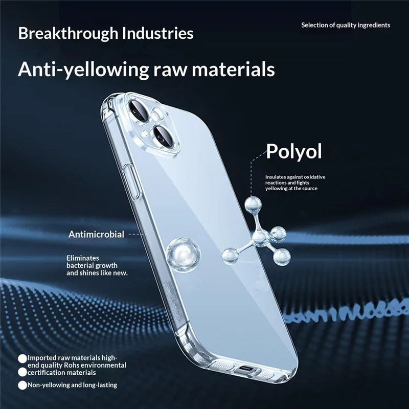 SMARTDEVIL For iPhone 15 Clear Case TPU Anti-drop Phone Cover - Transparent