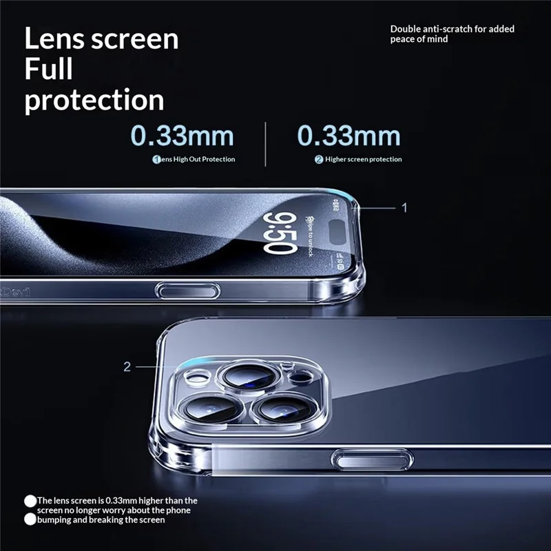 SMARTDEVIL For iPhone 14 Pro Clear Case TPU Anti-drop Phone Cover - Transparent