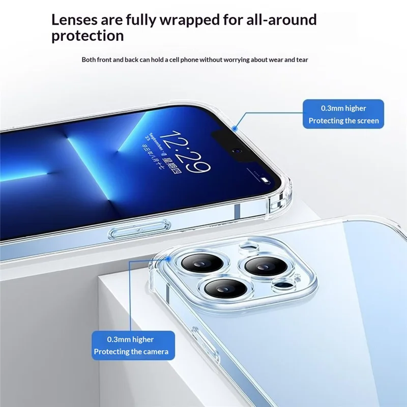 SMARTDEVIL For iPhone 12 Clear Case TPU Anti-drop Phone Cover - Transparent