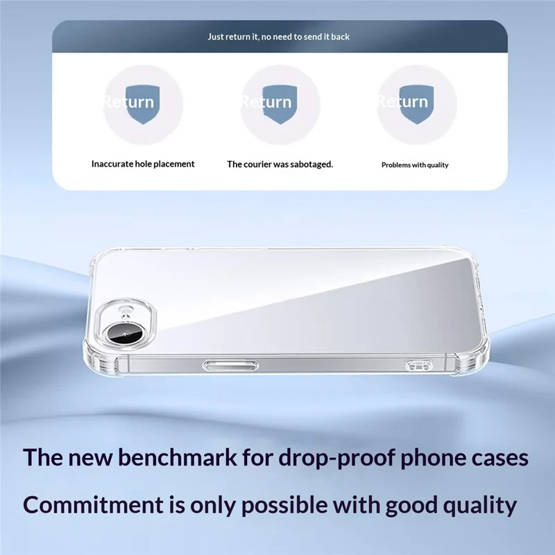 SMARTDEVIL For iPhone 16e Clear Case TPU Anti-drop Phone Cover - Transparent