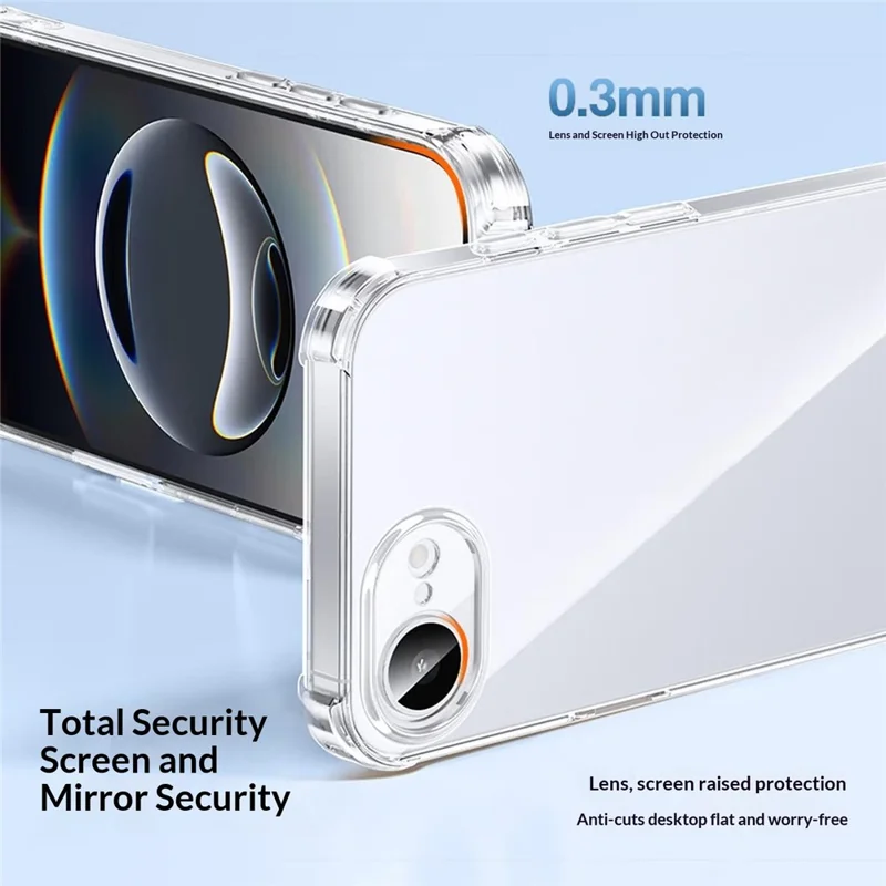 SMARTDEVIL For iPhone 16e Clear Case TPU Anti-drop Phone Cover - Transparent
