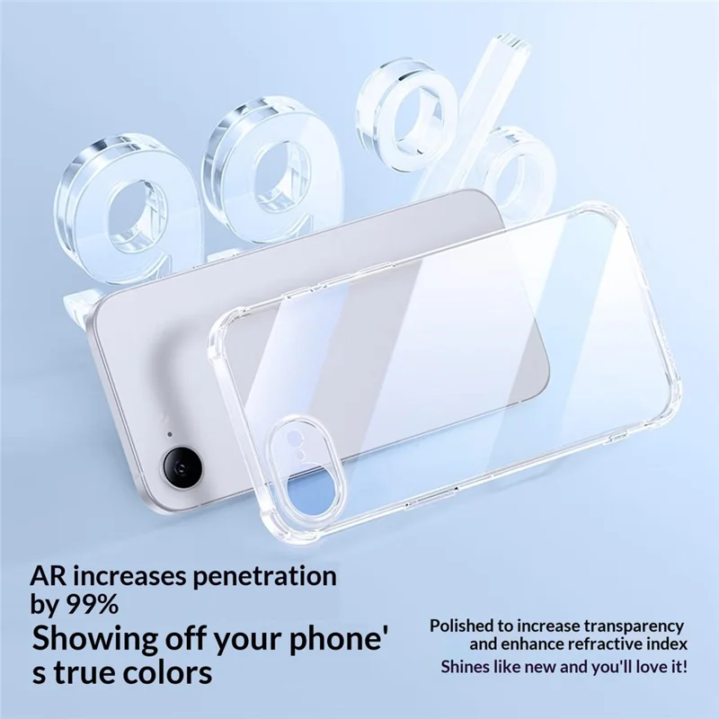 SMARTDEVIL For iPhone 16e Clear Case TPU Anti-drop Phone Cover - Transparent