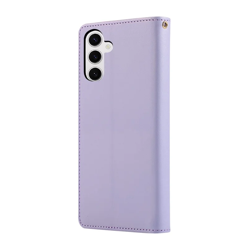 For Samsung Galaxy S26+ Case RFID Blocking Wallet Stand Rhombus Leather Phone Cover with Wrist Strap - Purple
