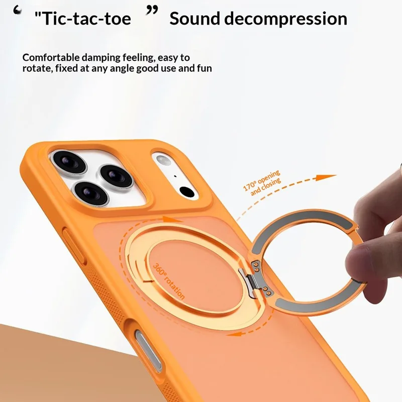 For iPhone 17 Pro Max Case Compatible with MagSafe Rotating Kickstand Skin Touch Anti Stain TPU PC Phone Cover - White