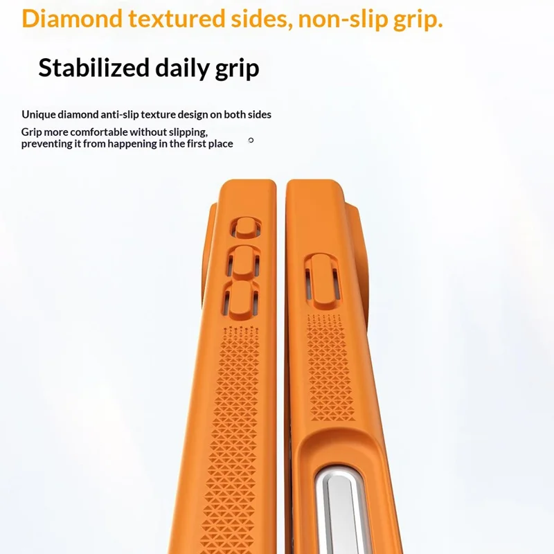 For iPhone 17 Pro Case Compatible with MagSafe Rotating Kickstand Skin Touch Anti Stain TPU PC Phone Cover - Orange