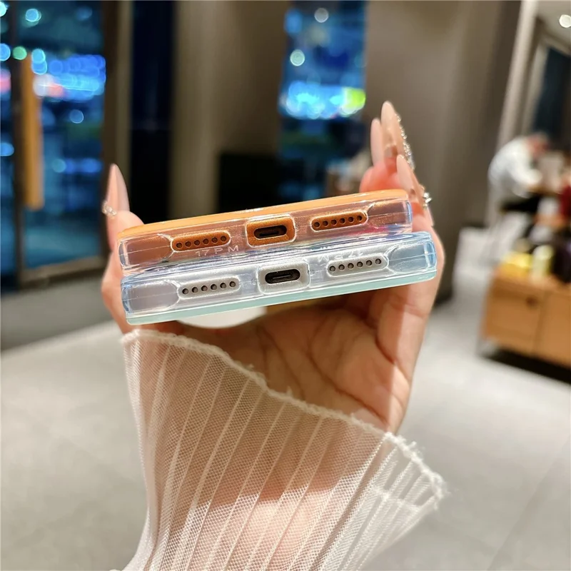 For iPhone 17 Pro Case Compatible with MagSafe Rhinestone Lens Frame Shell Texture TPU + PC Phone Cover - Orange