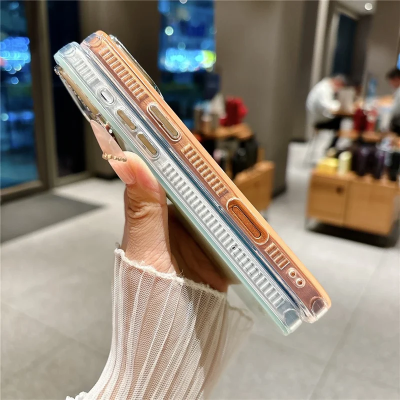 For iPhone 17 Pro Max Case Compatible with MagSafe Rhinestone Lens Frame Shell Texture TPU + PC Phone Cover - Orange