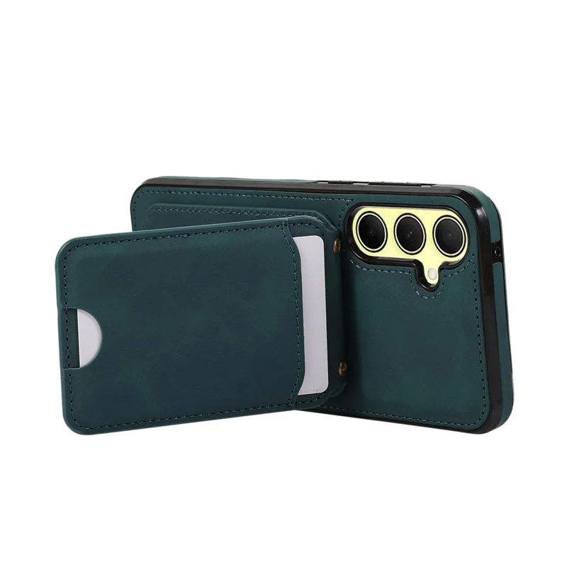 Étui pour Samsung Galaxy A37 5G avec porte-cartes, support intégré, en cuir + TPU, avec sangle amovible - Vert