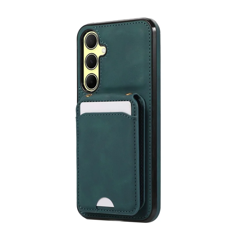Étui pour Samsung Galaxy A37 5G avec porte-cartes, support intégré, en cuir + TPU, avec sangle amovible - Vert