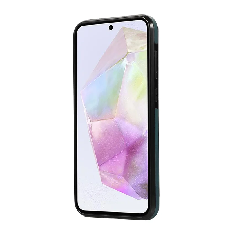 Étui pour Samsung Galaxy A37 5G avec porte-cartes, support intégré, en cuir + TPU, avec sangle amovible - Vert