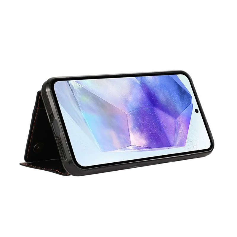 For Samsung Galaxy S26+ Leather Back Cover Zipper Wallet Kickstand Phone Case with Shoulder Strap - Black