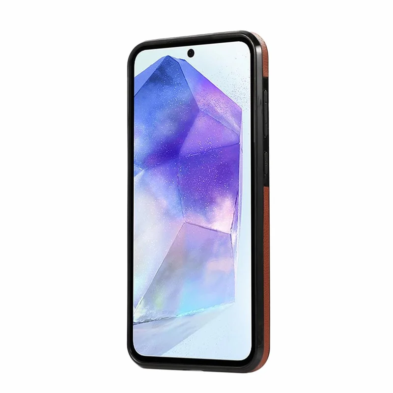 For Samsung Galaxy A37 5G Leather Back Cover Zipper Wallet Kickstand Phone Case with Shoulder Strap - Brown