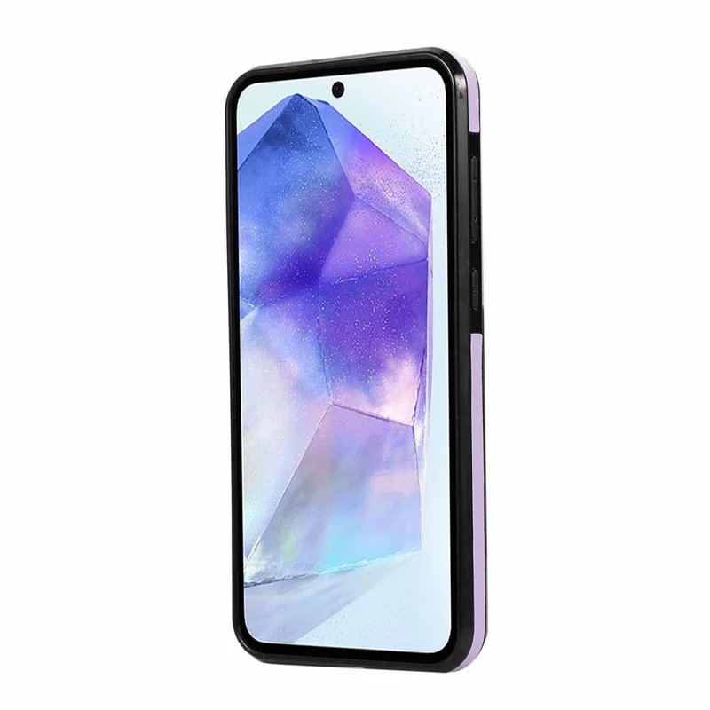 Coque en cuir pour Samsung Galaxy A57 5G, étui portefeuille avec fermeture à glissière, support intégré et dragonne - Violet
