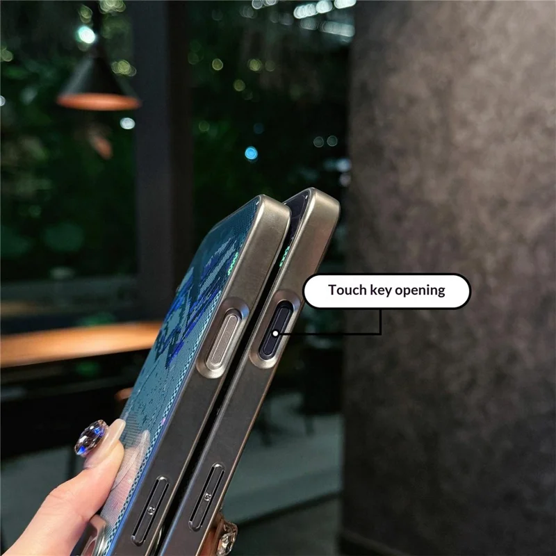 For iPhone 17 Pro Case Compatible with MagSafe Starry Mountain Series Pixel Style Gradient Design TPU + PC Phone Cover - Navy Blue