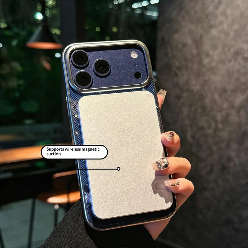 For iPhone 17 Pro Max Case Compatible with MagSafe Starry Mountain Series Pixel Style Gradient Design TPU + PC Phone Cover - Cyan  /  Blue