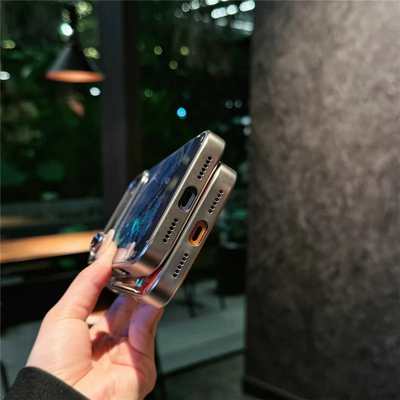 For iPhone 17 Pro Max Case Compatible with MagSafe Starry Mountain Series Pixel Style Gradient Design TPU + PC Phone Cover - Cyan  /  Blue