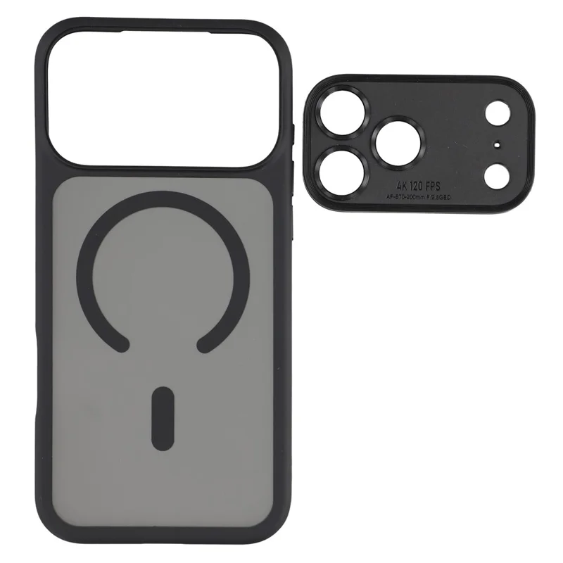 For iPhone 17 Pro Case with Detachable Camera Cover Skin Touch TPU PC Phone Cover Compatible with MagSafe - Black