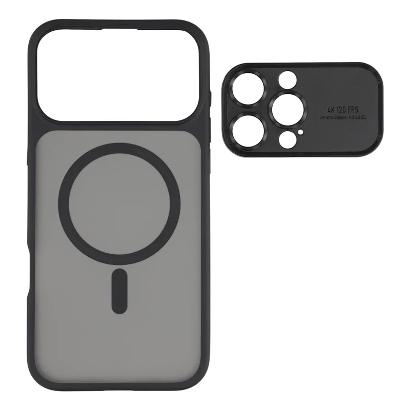 For iPhone 16 Pro Max Case with Detachable Camera Cover Skin Touch TPU PC Phone Cover Compatible with MagSafe - Black