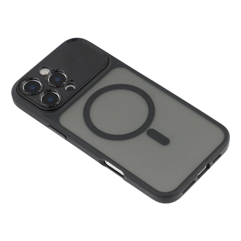 For iPhone 16 Pro Max Case with Detachable Camera Cover Skin Touch TPU PC Phone Cover Compatible with MagSafe - Black