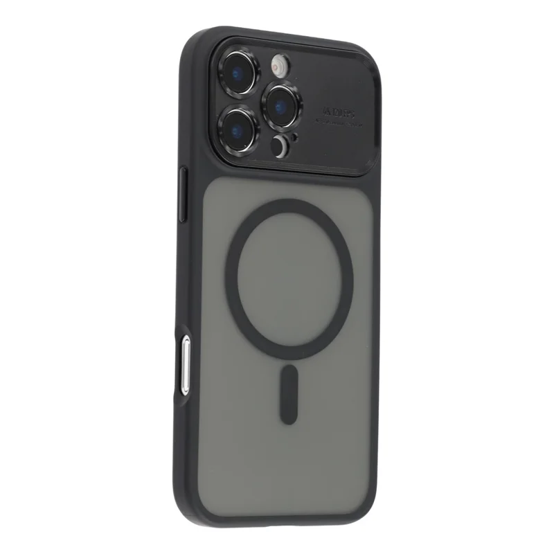 For iPhone 16 Pro Case with Detachable Camera Cover Skin Touch TPU PC Phone Cover Compatible with MagSafe - Black