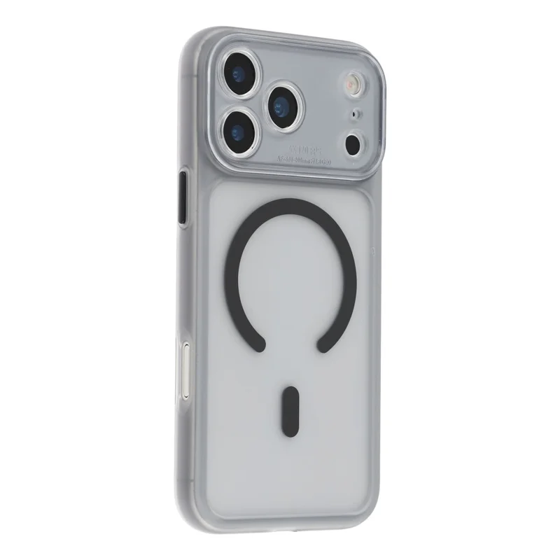 Capa para iPhone 17 Pro Max com Tampa de Câmara Transparente e Removível, Capa Traseira em PC com Toque Aveludado, Compatível com MagSafe - Preto Transparente