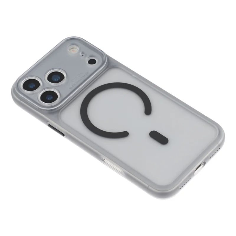 Capa para iPhone 17 Pro Max com Tampa de Câmara Transparente e Removível, Capa Traseira em PC com Toque Aveludado, Compatível com MagSafe - Preto Transparente