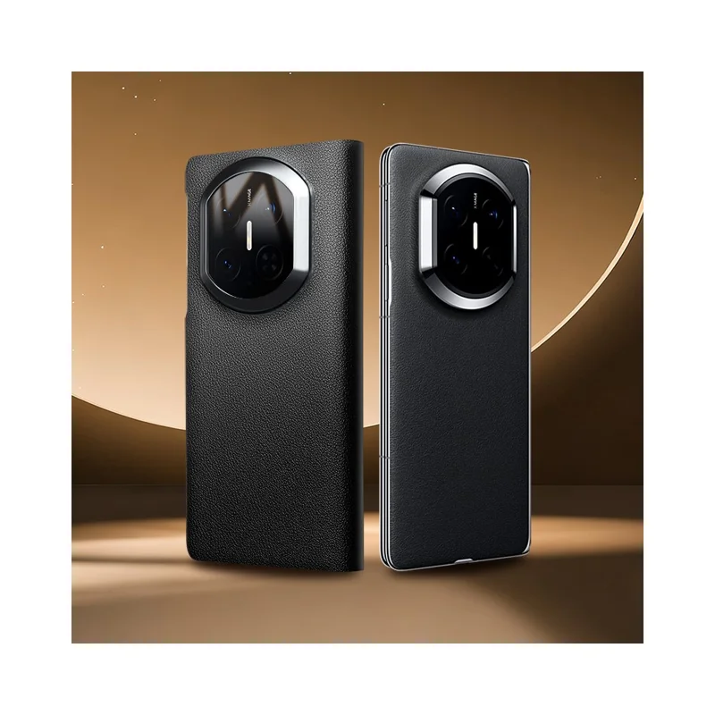 QIALINO For Huawei Mate X7 Case Smart View Window Genuine Cow Leather Phone Cover - Black