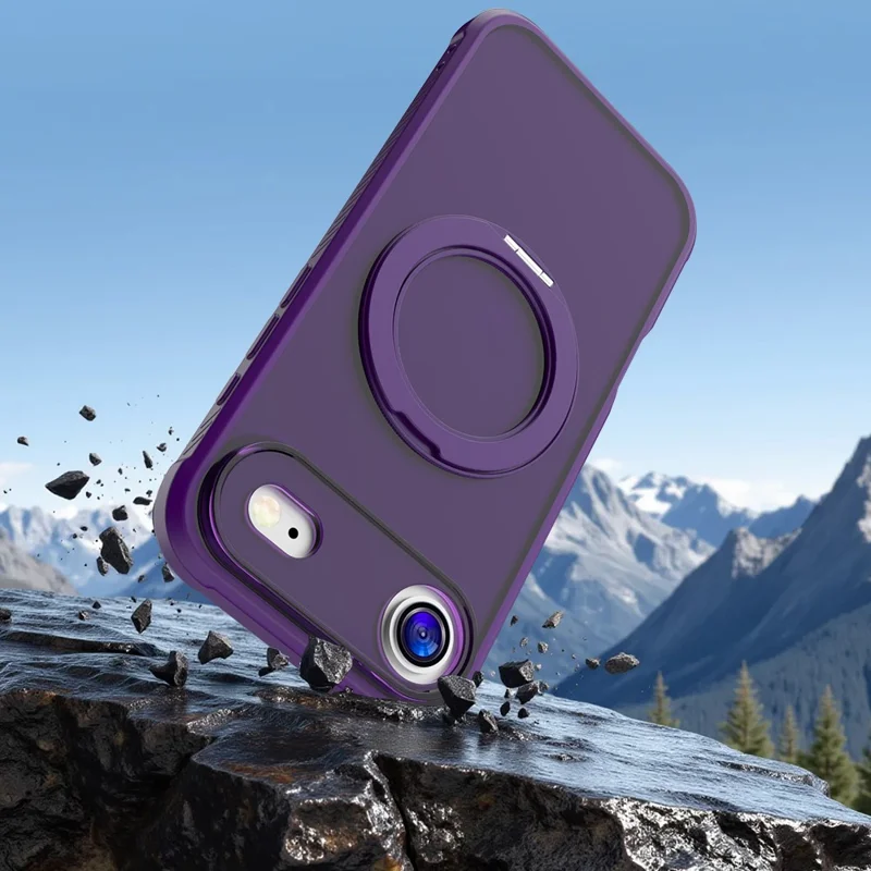 Compra al por mayor de funda para iPhone Air con anillo magnético giratorio, cubierta de teléfono táctil TPU + PC - Morado oscuro