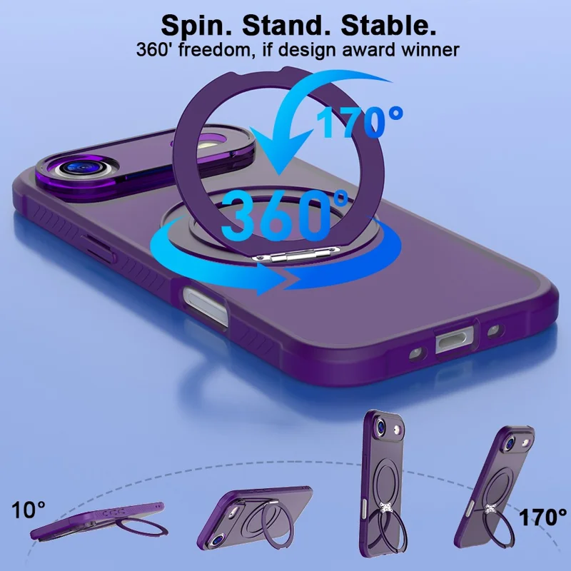Compra al por mayor de funda para iPhone Air con anillo magnético giratorio, cubierta de teléfono táctil TPU + PC - Morado oscuro