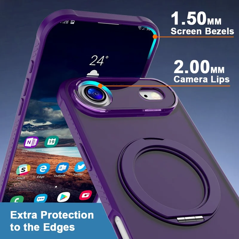 Compra al por mayor de funda para iPhone Air con anillo magnético giratorio, cubierta de teléfono táctil TPU + PC - Morado oscuro