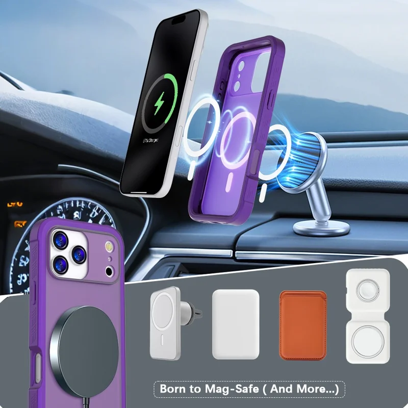 Bulk Purchasing For iPhone 17 Pro Case Compatible with MagSafe TPU + PC Skin Touch Phone Cover with Screen Protector - Dark Purple