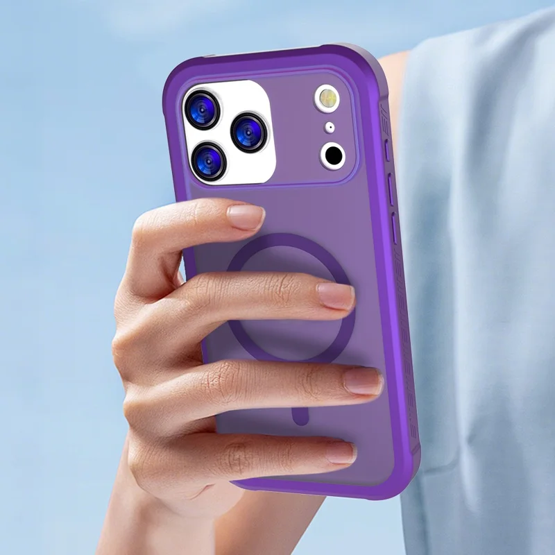 Bulk Purchasing For iPhone 17 Pro Case Compatible with MagSafe TPU + PC Skin Touch Phone Cover with Screen Protector - Dark Purple