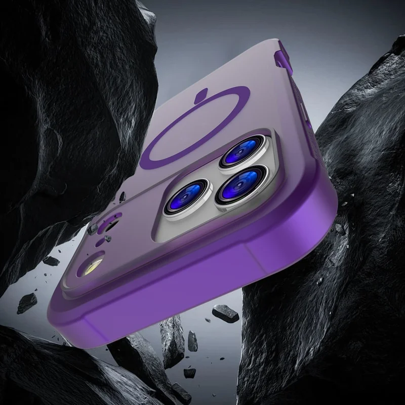 Achat en gros pour étui iPhone 17 Pro Max compatible MagSafe, housse tactile en TPU + PC avec protecteur d'écran - Violet foncé