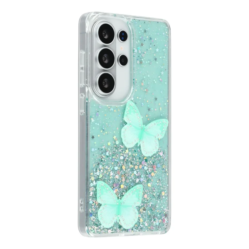 For Samsung Galaxy S26 Ultra Case Epoxy PVC Butterfly TPU Aesthetics Phone Cover - Green