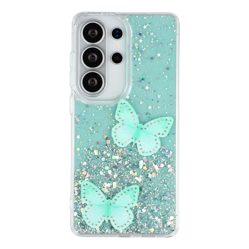 For Samsung Galaxy S26 Ultra Case Epoxy PVC Butterfly TPU Aesthetics Phone Cover - Green