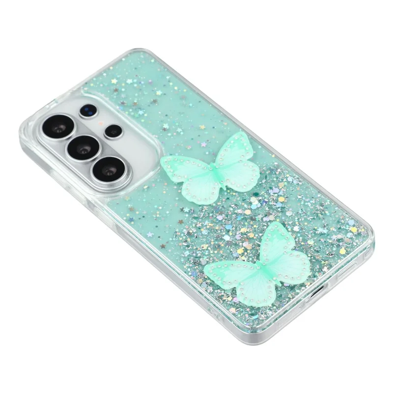 For Samsung Galaxy S26 Ultra Case Epoxy PVC Butterfly TPU Aesthetics Phone Cover - Green