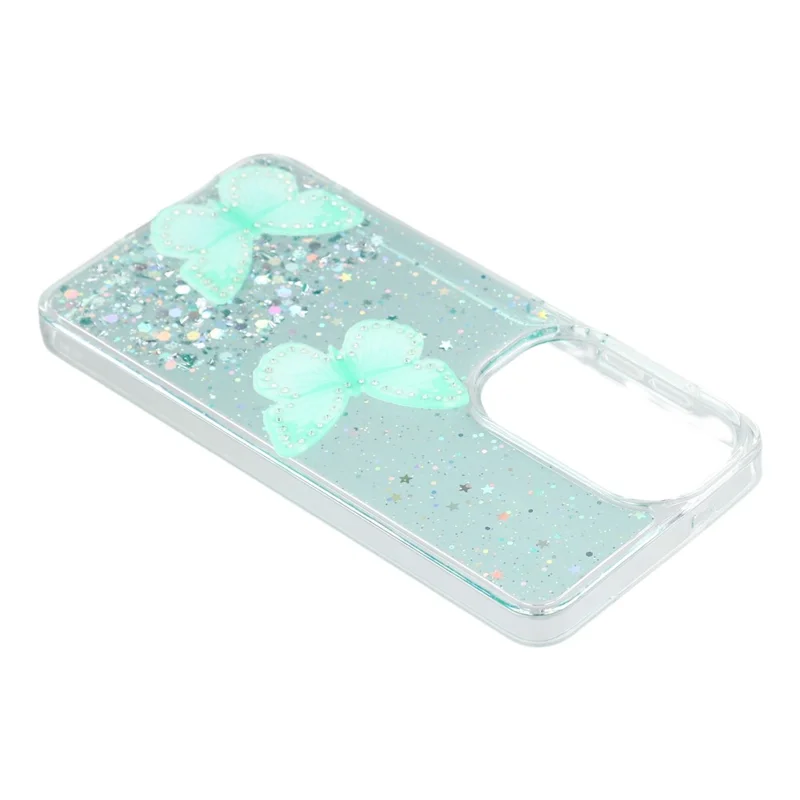 For Samsung Galaxy S26+ Case Epoxy PVC Butterfly TPU Aesthetics Phone Cover - Green
