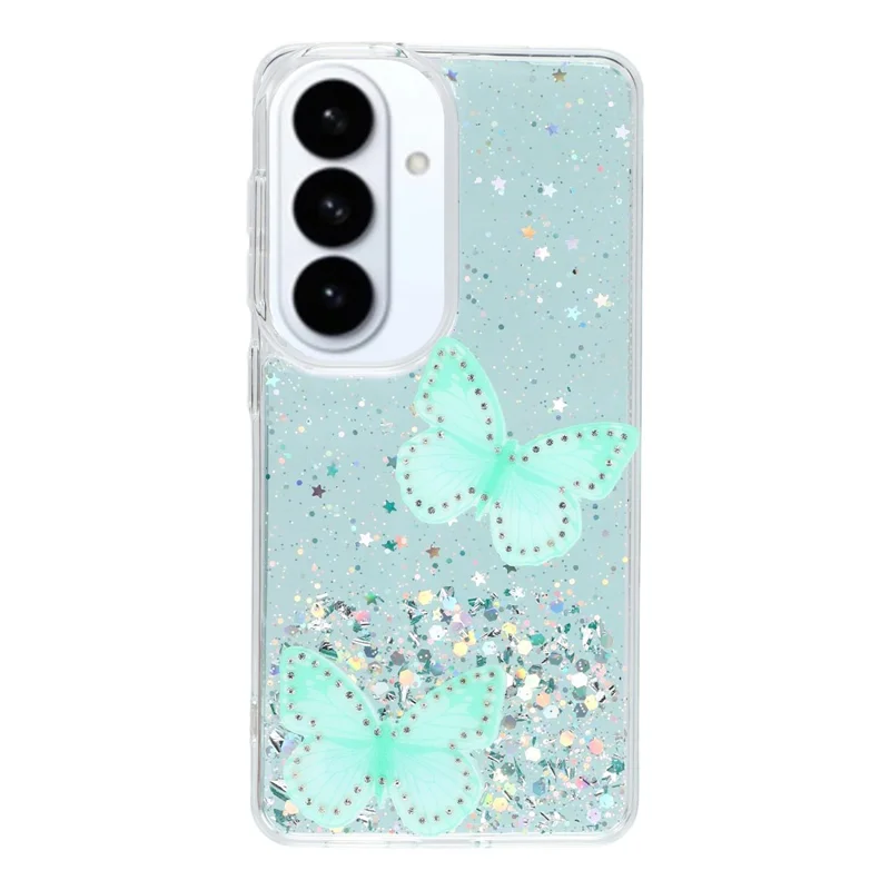 Coque pour Samsung Galaxy S26, Coque Époxy PVC Papillon TPU Esthétique pour Téléphone - Vert