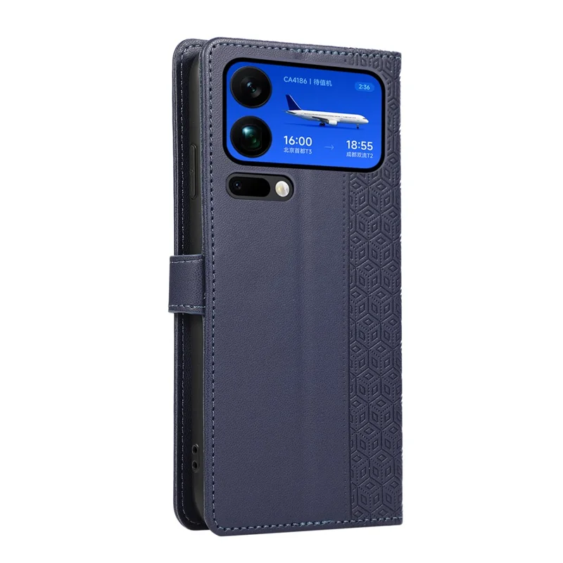 Handyhülle für Xiaomi 17 Pro Max, zusammengesetztes geprägtes Rautenleder mit Handschlaufe - Blau