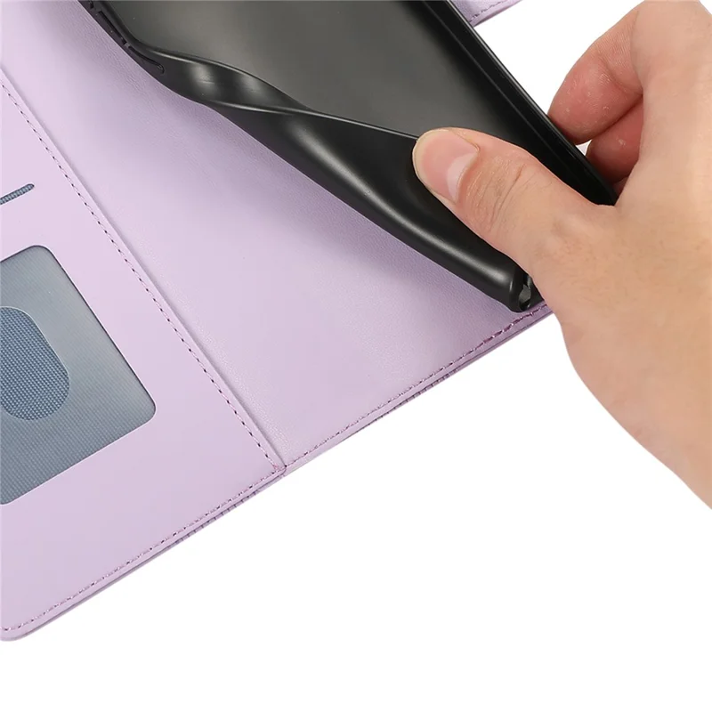 For Xiaomi 15T Pro Case Splicing Imprinted Rhombus Leather Cover with Wrist Strap - Purple