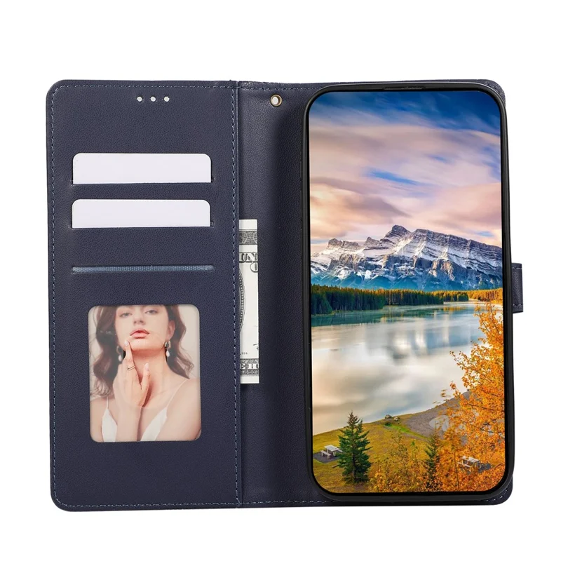 For Xiaomi 15T Case Splicing Imprinted Rhombus Leather Cover with Wrist Strap - Blue