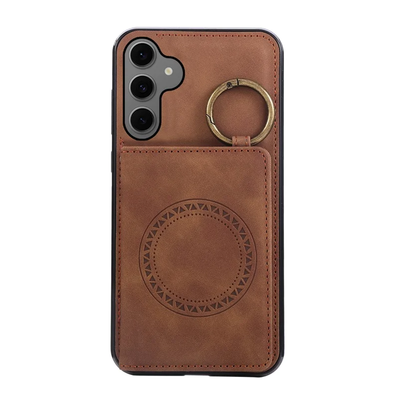 Voor Samsung Galaxy S26 Hoesje met Pasjeshouder en Steun in Leer + TPU met Ringhouder - Bruin