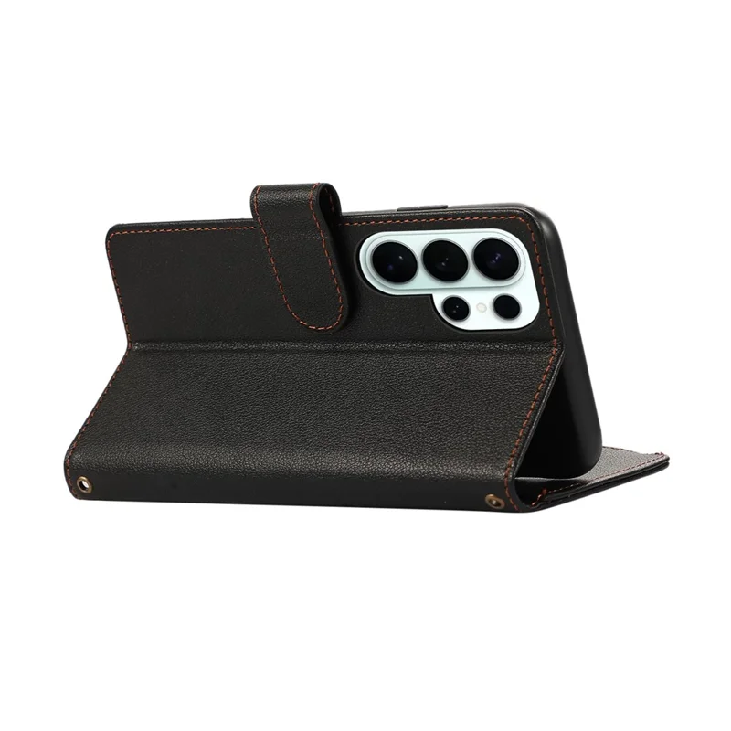 Étui pour Samsung Galaxy S26 Ultra avec plusieurs fentes pour cartes, housse en cuir à fermeture éclair avec dragonne - Noir