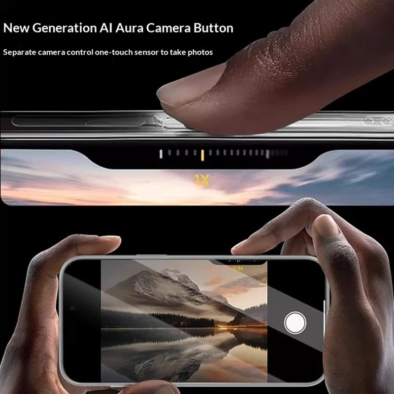 JAUCASE For iPhone 16 Pro Case Compatible with MagSafe PC Phone Cover with AI Touch Control Button - Transparent