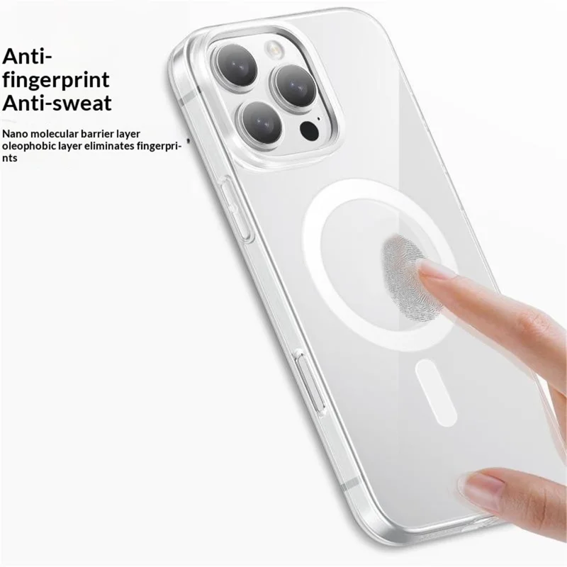 JAUCASE For iPhone 16 Pro Case Compatible with MagSafe PC Phone Cover with AI Touch Control Button - Transparent