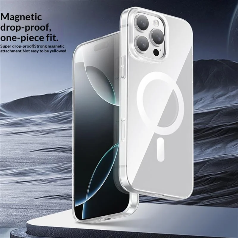 JAUCASE For iPhone 16 Pro Max Case Compatible with MagSafe PC Phone Cover with AI Touch Control Button - Transparent