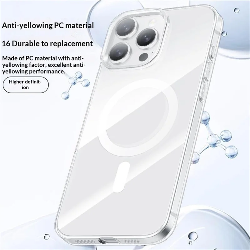 JAUCASE For iPhone 16 Pro Max Case Compatible with MagSafe PC Phone Cover with AI Touch Control Button - Transparent