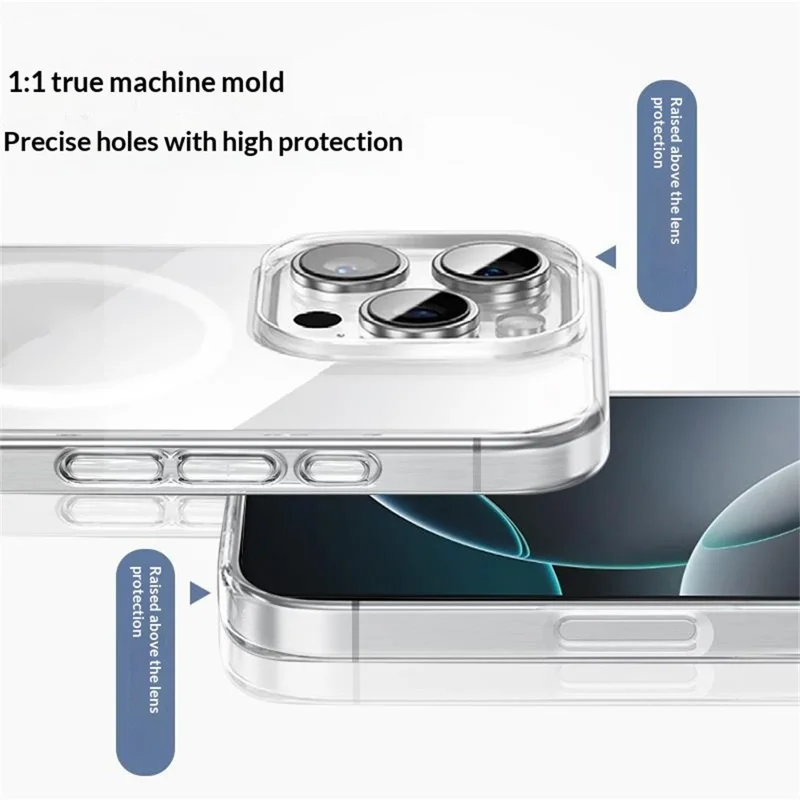 JAUCASE For iPhone 16 Pro Max Case Compatible with MagSafe PC Phone Cover with AI Touch Control Button - Transparent